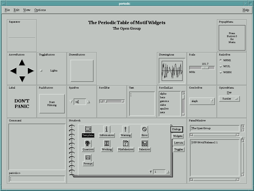 Gui widget. Интерфейс motif. Операционная система-motif 2.